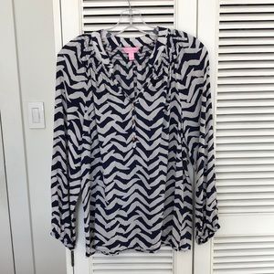 Lilly Pulitzer long sleeve silk top size small